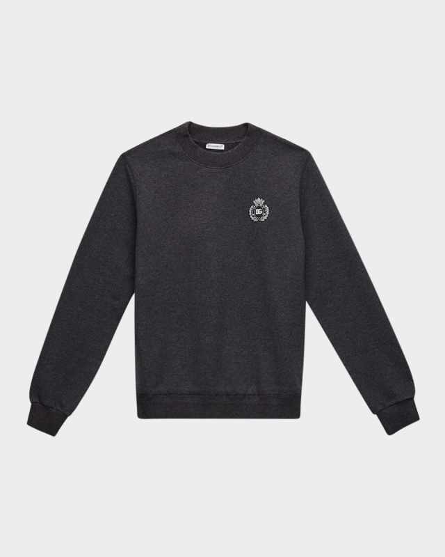 Boy's Logo Crest Patch Crewneck Sweatshirt, Size 8-